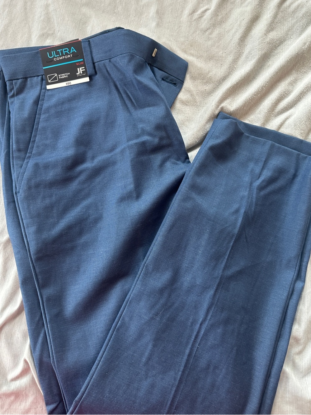 J. Ferrar Men’s Slim,Stretch Fabric,Ultra Comfort Dress Pants - Navy Blue